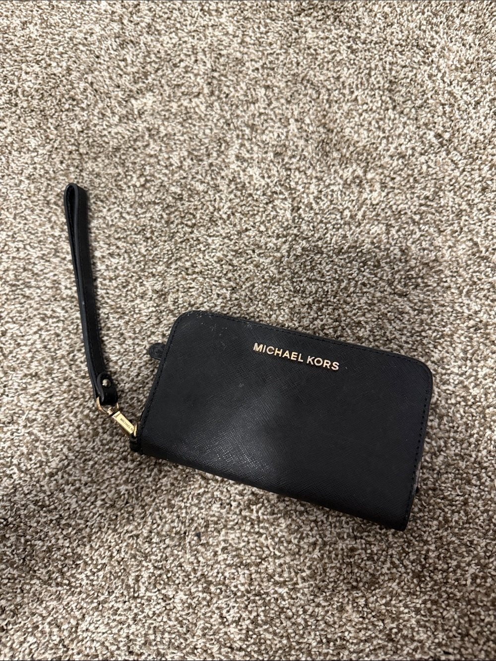 Michael Kors Black Textured Wristlet Zip Pouch